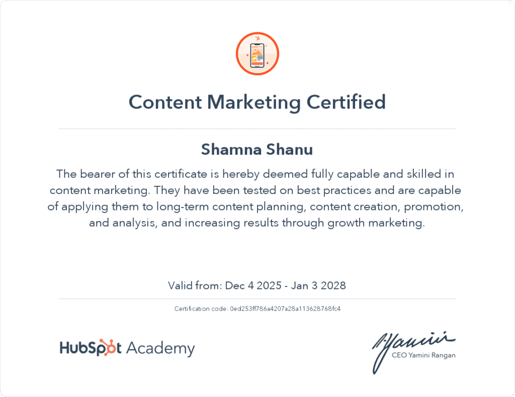 hubspot content market certification
